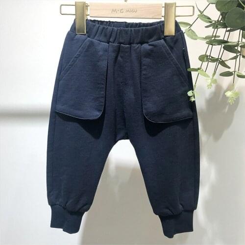 2020 Spring Toddler Boys Pants High Quality Cotton Harem Pants For Boy Elastic Waist Casual Big Pocket Trousers 2 3 4 5 6 Years