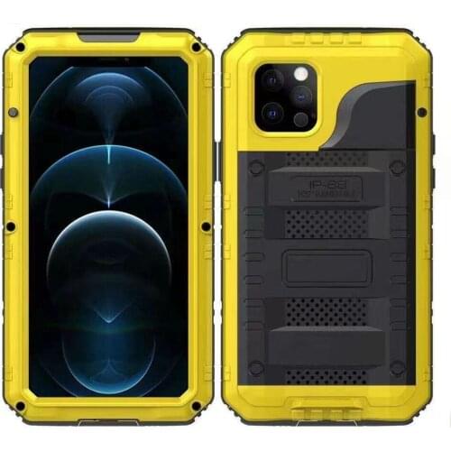 With Glass Heavy Duty Waterproof Shockproof Fundas Metal Stand Cover for iPhone 12 Mini Pro Max 12pro Case TPU Silicone Coque