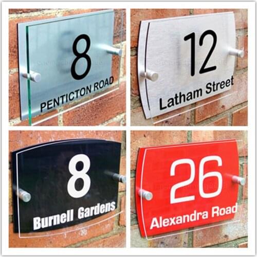 DIY House Number House Door Number Plaque Wall Gate Sign Name Plate Glass Acrylic Aluminium
