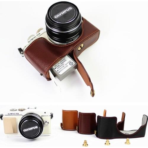 Vintage Genuine Leather Camera Case Half For Olympus EPL7 E-PL7 Camera Professional Half case