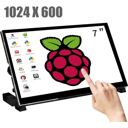 WIMAXIT Raspberry Pi 3 4 Model B 3 7” Touch Screen HDMI Monitor Display 1024X600 USB Powered IPS 178 °with Rear Speakers&Stand