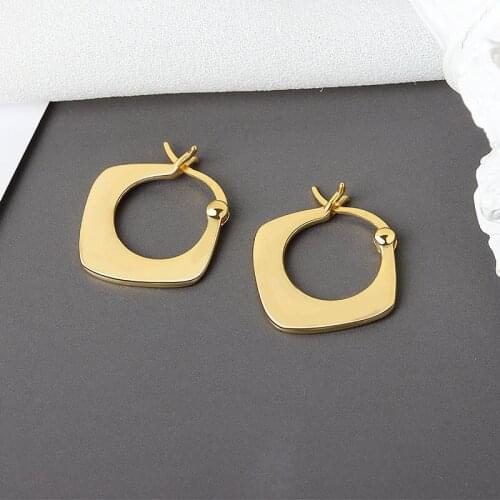 WTLTC Gold Color Metal Geometric Hoop Earrings Womens Statement Hoops Earrings Minimalist Earrings With Charm 2020 Chic Jewelry