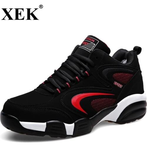 XEK 2018 New Winter Sneakers For Men Thermal Sport Shoes Brands Warm Running Sneakers Black Fur Sport Men Trainers Sneakers JH05