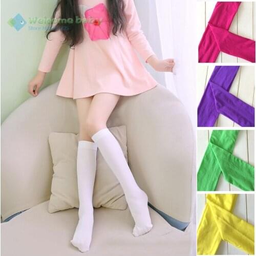 Candy Color solid Lovely Kids Girls Boys Soft Knee High School Socks Spring/Autumn leg warmer children Cotton Princess 3-10 Y