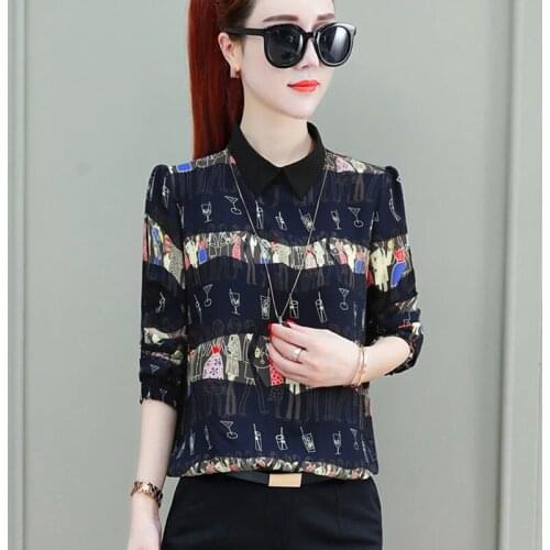 Women Blouses Women Shirt Chiffon Blusas Femininas Tops long Sleeve Casual Ladies Formal Office Blouse Plus Size Chiffon DF2286