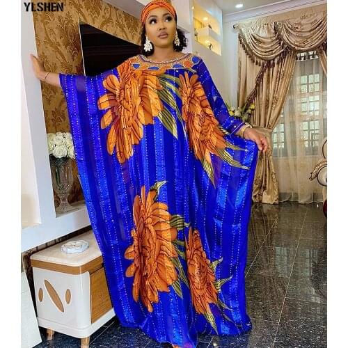 African Print Dresses for Women Plus Size Muslim Maxi Dress Dashiki Diamond African Clothes Abaya Dubai Boubou Robe Africa Dress
