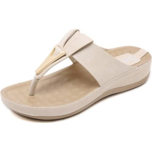 2021 Summer Fashion Metal Decoration Flat Sandals Womens Casual Beach Sandals Ladies Shoes Zapatillas De Mujer