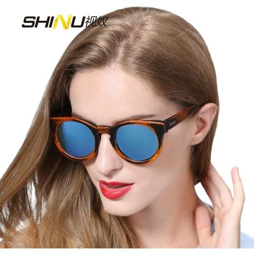 Nature Bamboo Wooden Sunglasses Women Retro Round Eyewear UV400 Polarized Driving Glasses Denim Sun Glasses Gafas De Sol