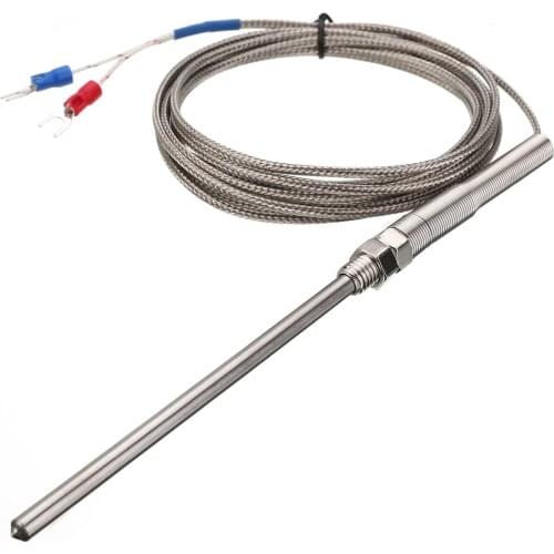 1PC Stable Stainless Steel Mayitr 0~400 degree K type Thermocouple Temperature Sensors with 8mm Threads 100mm Probe 300cm Wire
