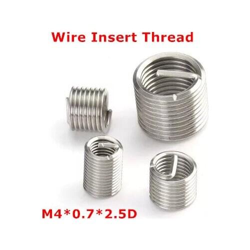 100pcs M4*0.7*2.5D Wire Thread Insert , M4 Screw Bushing , stainless steel Wire Screw Sleeve Thread Repair