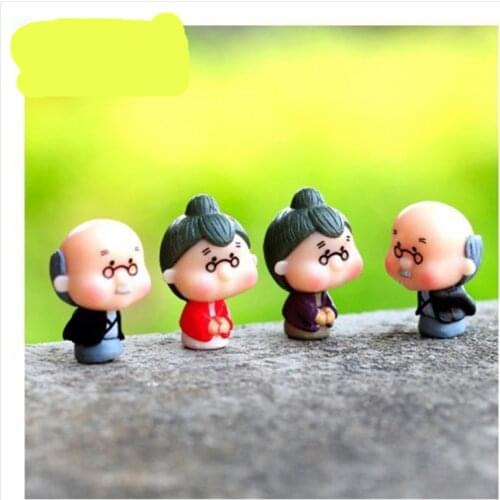 2pcs Mini Dancing Grandparents Figurines Resin Craft Miniatures Fairy Garden Decor Bonsai Terrarium Figurines Dollhouse Ornament