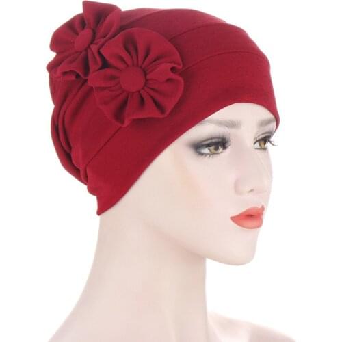 2021 New Chemo Cancer Head Scarf Hat Cap Ethnic Flower Turban Headwear Women Stretch Muslim Headscarf Bonnet Turbante Mujer