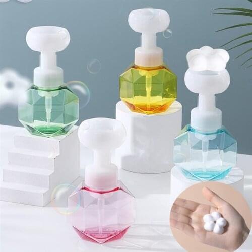 Flower Foam Bottle Plastic Transparent Dispensing Bottle Mousse Liquid Dispenser Shower Gel Hand Soap Foam Foaming Pump 300ml