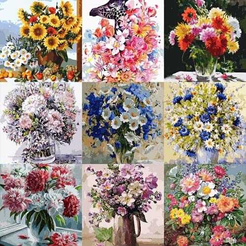 40*50CM Hand Painted Decoration Factory Acrylic Digital Oil Paint By Numbers Sunflower