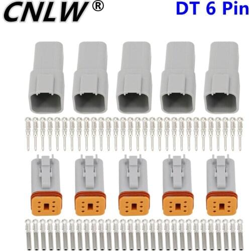 5 Sets 6 Pin DJ3061Y-1.6-11/21 DT Connectors DT04-6P,DT06-6S Automobile waterproof wire electrical connector plug 22-16AWG