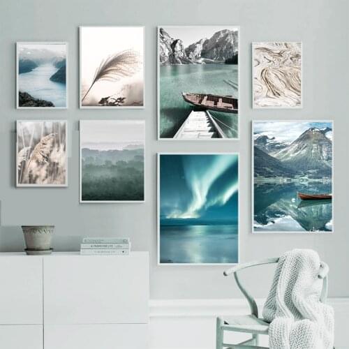 DIY 5D Diamond Painting Scandinavian Boat Lake Mountain Forest Cross stitch Kit Mosaic Art Rhinestones Diamond Embroidery Decor