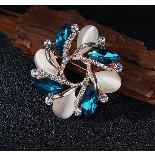 Korean Brooch Style Bauhinia Flower Corsage Crystal Rhinestone High-Grade Flower Brooch Pin Jewelry Ornament Accessories Gift