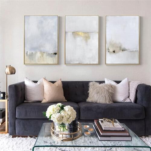 Gold and White Abstract Canvas Painting Modern Cuadros Canvas Prints Wall Art Posters and Prints Art Home Living Room Decoration