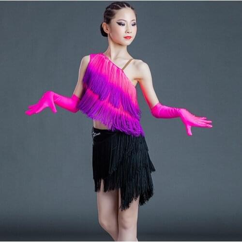2021 Latin Dance Competition Clothes Children Latin Dance Performance Dress Fringed Suit Latin Dance Costumes For Girls DN9717