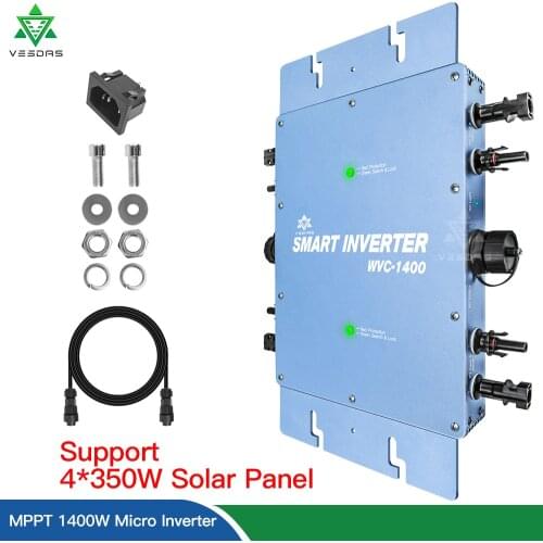 Ship From ES 1400W Micro Solar Inverter Dual MPPT On Grid Tie Inversor Microinverter 30V 36V Pure Sine Wave Converter 110V 220V