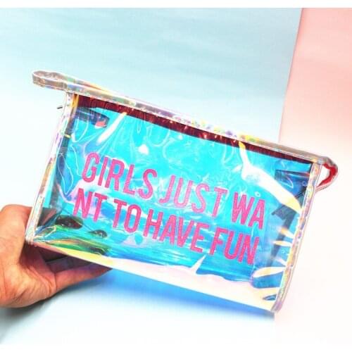Europe And America Washed Transparent Cosmetic Bag Students Laser Transparent Pencil Case Carrying Transparent Bag Womens Storg