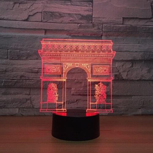 France Arc de Triomphe Gate Building LED 3D Night Light Led Colorful Nightlight RGB Lamp Sleeping Lighting Child Kids Toy Gifts