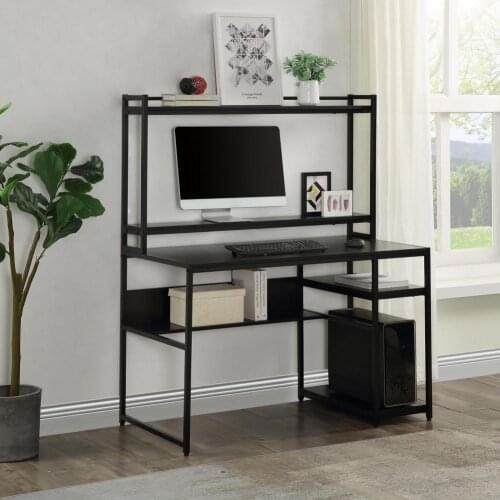 2 Colors Good Computer Desk with 2-tier Bookshelves Modern Computer Desk High Durability for Living Room