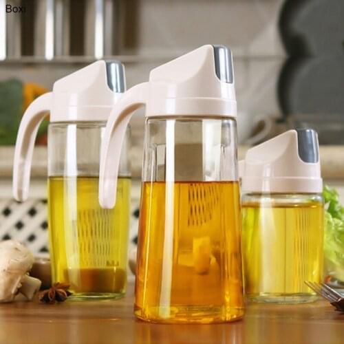 Boxi Kitchen Glass Oil Bottle Dispenser Automatic Opening Closing Home Bottles For Oil And Vinegar Honey Olive Oil Container