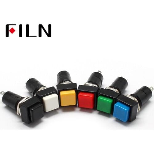 Square Momentary ON OFF Push Button Switch Red Blue Green Yellow White Black SPST Car Dash 12V 12MM PBS-11A PBS-11B