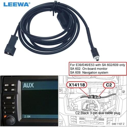 LEEWA 3.5mm Female Connector To 3-Pin AUX Connector Wiring Harness For BMW E39/E46/E53 With Navigation System(SA 602/609)