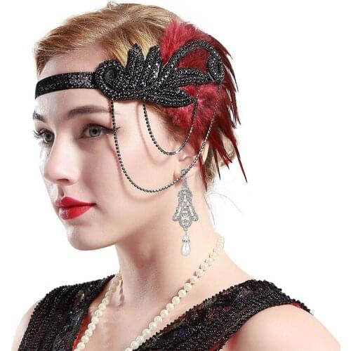 Cosplay Costumes 1920s Vintage Style Feather Flapper Headband Bridal Headpiece