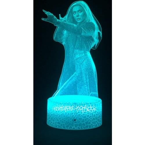 Bedside Night Light LED 3D Acrylic Lamp Scarlet Witch Sensor Smart Phone Color Control Home Party Decor Birthday Kid Friend Gift