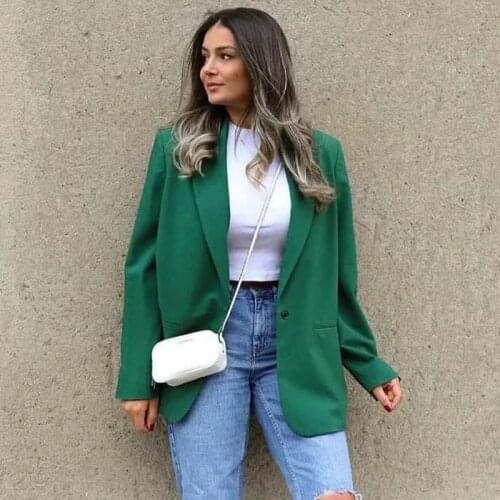Foridol Green Blazer Coat Jacket Women High Fashion Streetwear Oversized Office Ladies Spring Autumn Coat 2021