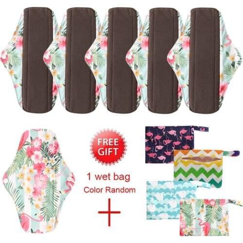 6Pcs Reusable Pad+1pc Mini Wet Bag Women Panty Liner Pads Washable Menstrual Pads Mama Sanitary Napkin Feminine Hygiene Pads