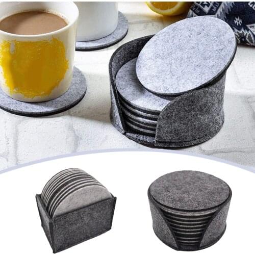 10 PCS Felt Drink Cup Coaster with Holder Round Soft Absorbent Cup Mats Scratch Preventing Reusable for Home Bar Dropship