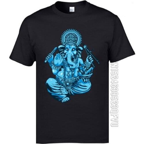 India Ganesh Picture Casual Tops Shirts 2019 New Short Sleeve for Men Cotton Normal Tops & Tees Casual Printed High Quality