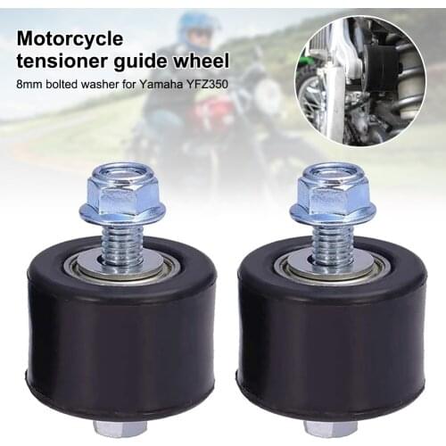 2 Sets Motorcycle Chain Tensioner Roller Guide 8mm Pulley Wheel Slider with Bolt Gasket compatible For Yamaha YFZ350 Banshee