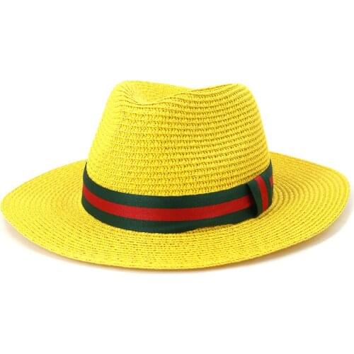 Classics Women Luxury Fashion Vintage Jazz Fedora Straw Hat Wide Brim Summer Casual Church Men Gentlemanlike Straw Caps