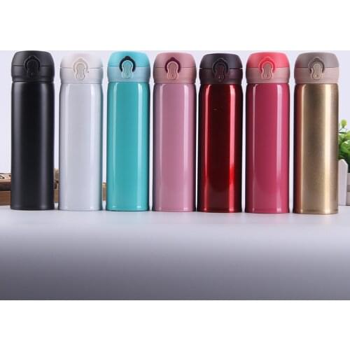 Stainless steel mug Bouncing cup Outdoor sports portable thermos cup Mens and ladies' drinking glasses gift vacuum flasks 500ml