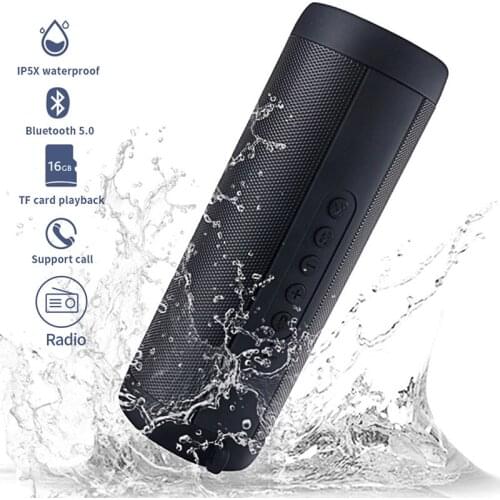 T2 Bluetooth Speaker Portable Outdoor Sound Box Wireless Waterproof LED Column Support TF Card FM Radio Aux Input
