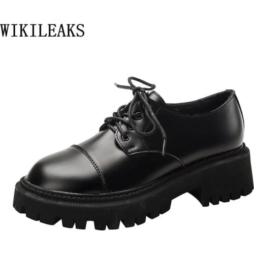 Korean Fashion Leather Casual Shoes Block Heel Oxford Shoes for Women Low Heels Platform Shoes Barefoot Zapatos De Mujer Zapatos