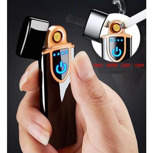 Touch Sensor USB Rechargeable Windproof Flameless Electric Lighter For Men