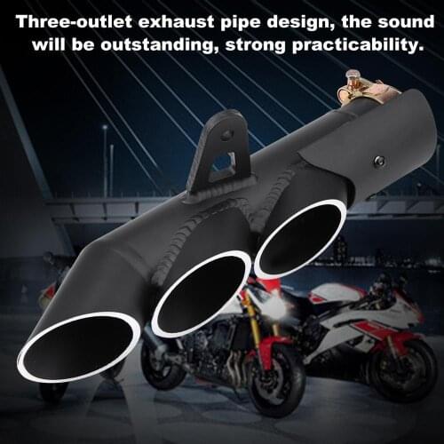 Motorcycle Three-outlet Exhaust Muffler Tail Pipe Tailpipe Tip Universal for pipe diameter 51mm/2inch Most Motorcycles Accessory