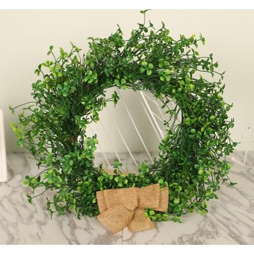 Green Wreath Artifical Four Leaf Clover Garland Hanging Pendant for Home Door Decoration