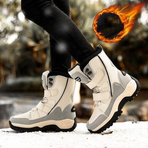 Winter warm plush sneakers women new high-top outdoor shoes plus velvet snow women shoes waterproof cotton shoes woman plus size
