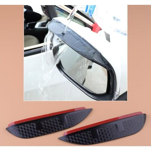1Pair Carbon Fiber Style Side Rearview Mirrors Shade Visors Rain Guard Trim Protector Fit For Toyota RAV4 2016 2017 2018
