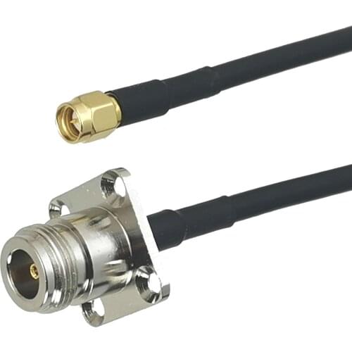 1Pcs RG58 SMA Male plug to N Female jack Flange Connector RF Coaxial Jumper Pigtail Cable 4inch~20M