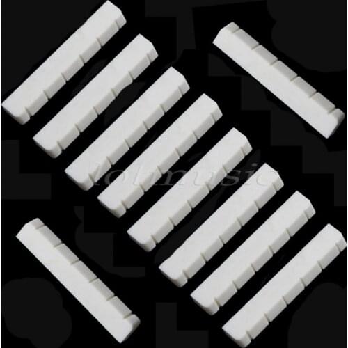 10 pcs Bone Slotted Bridge Nut Up-Saddle For Classical Guitar 52mmX6mmX9/8.5mm