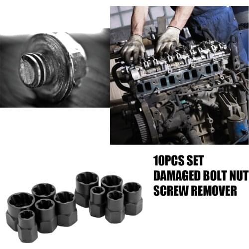 10pcs Damaged Bolt Nut Screw Remover Tool Kit Damaged Bolt Removal Set Damaged Bolt Nut Screw Removal Socket