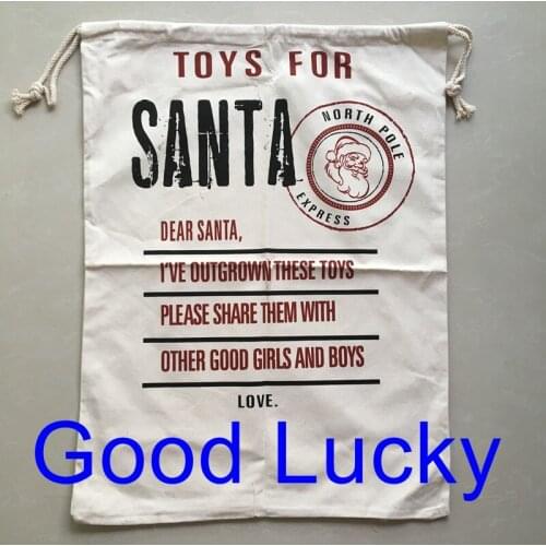 100pcs/lot Personalized New Hot Sale Canvas Santa Bag Eco Friendly Hot Products Santa Sack Christmas Gift bags